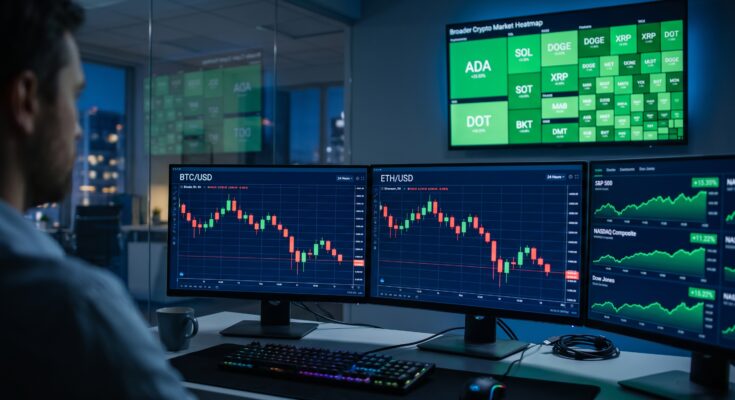 Bitcoin and Ether Fall as Equities Rally, Broader Crypto Market on Track for Best Month in a Year