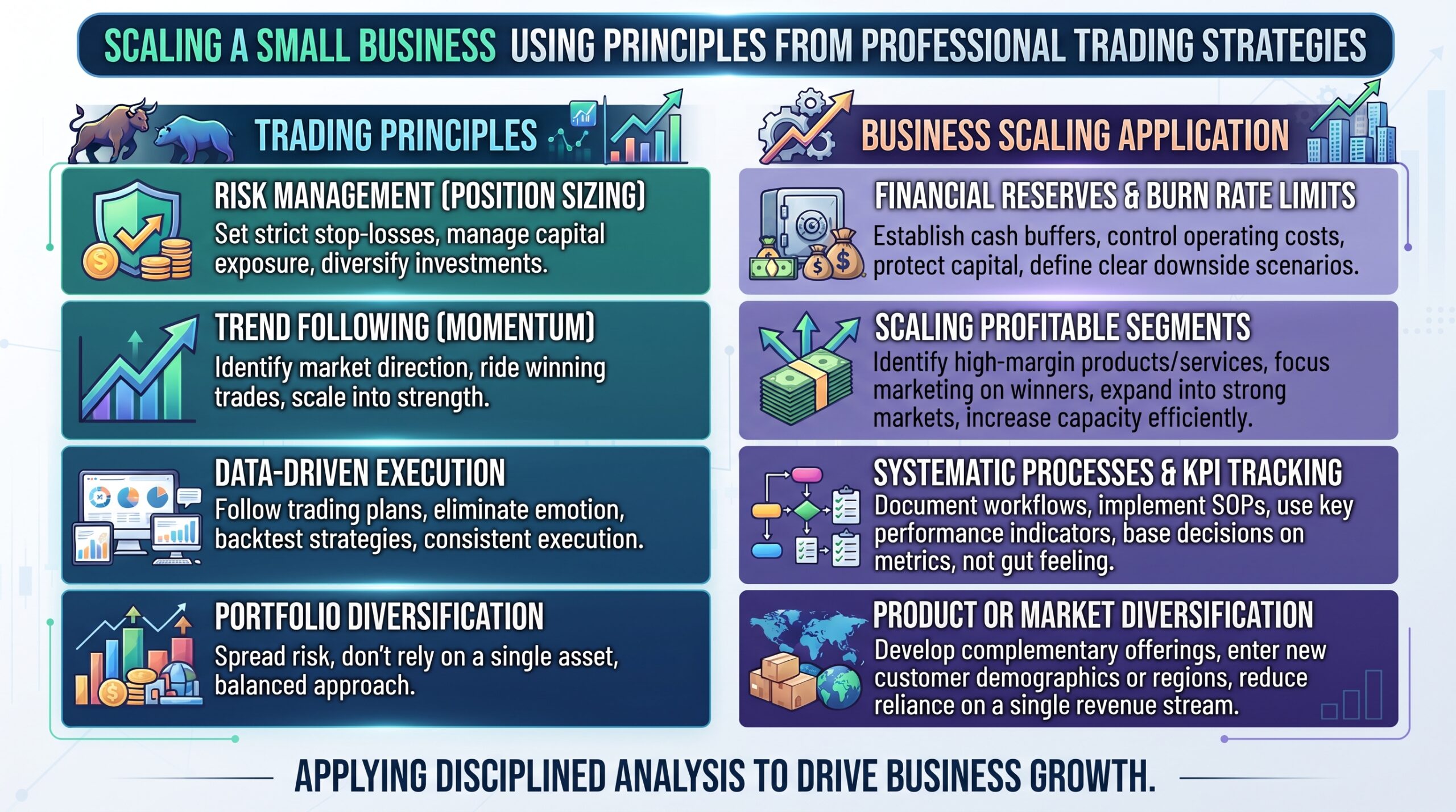 Scaling a Small Business Using Principles from Professional Trading Strategies